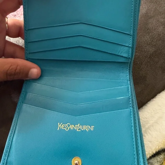 Yves Saint Laurent Turquoise Embossed Wallet - Picture 3 of 6